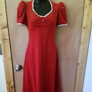 70s vintage red velvet maxi dress